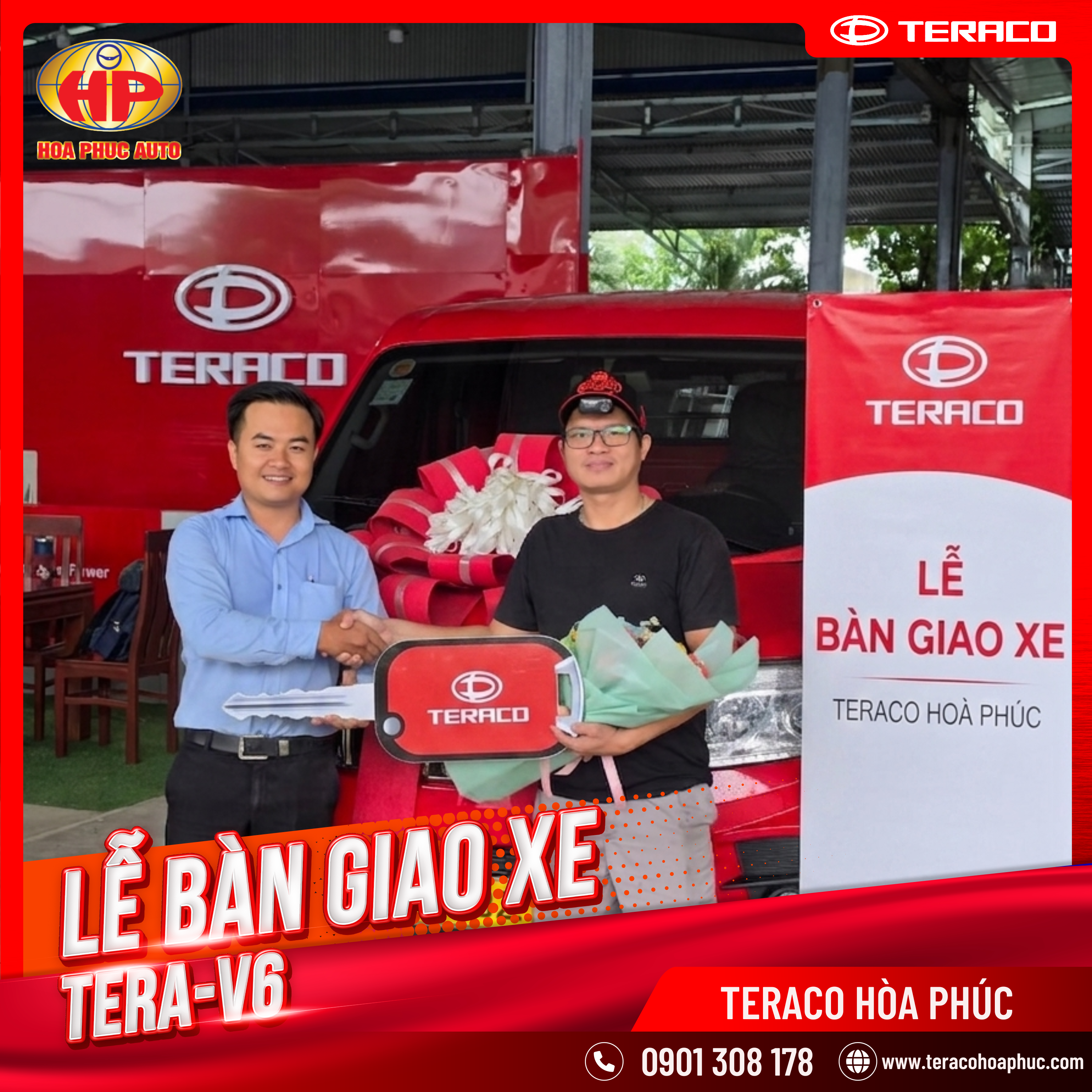 Teraco Hòa Phúc vừa hoàn tất bàn giao xe Tera-V6 màu đỏ cho khách hàng về Đồng Nai