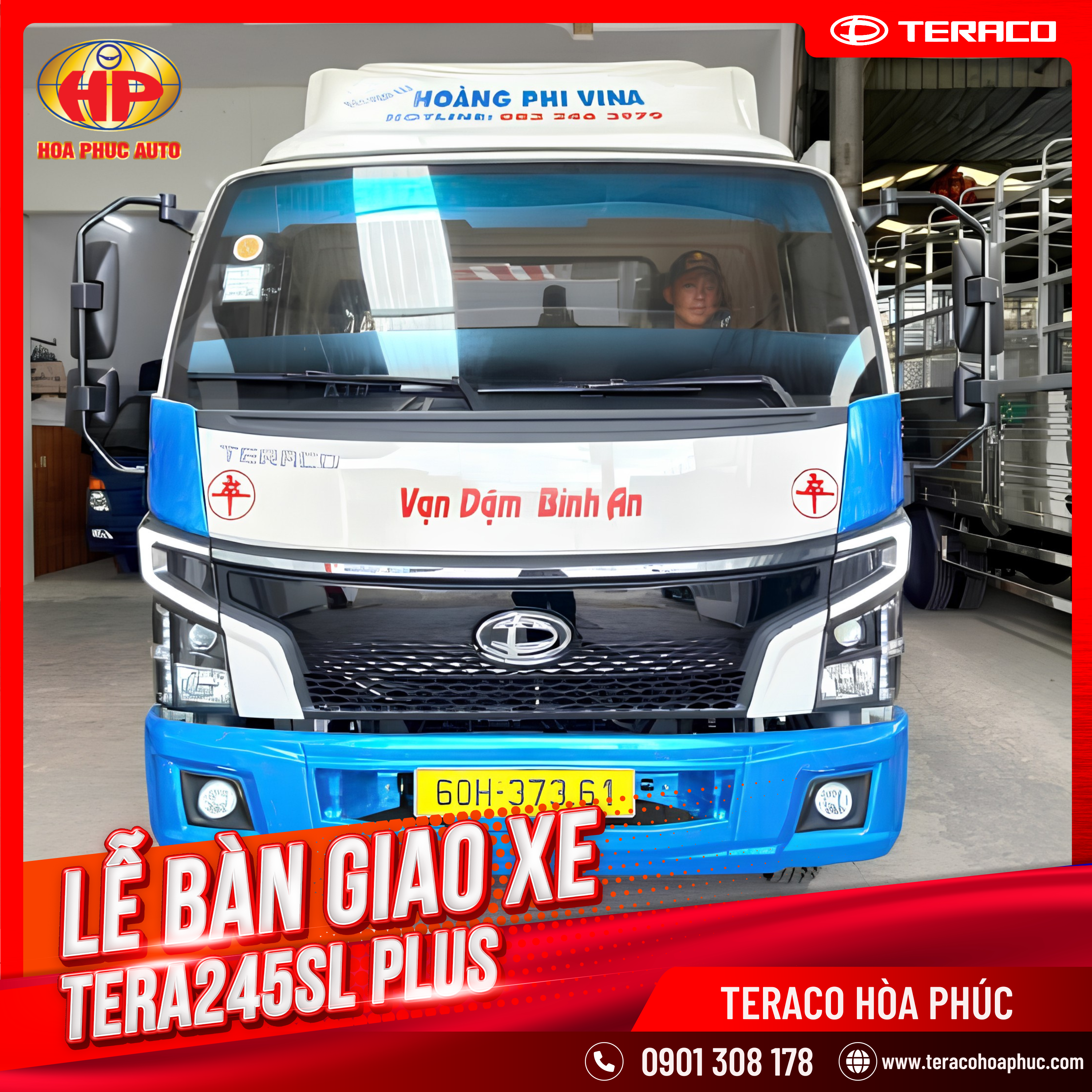 Teraco Hòa Phúc bàn giao xe Tera245SL PLUS Thùng bạt màu trắng cho khách hàng về Đồng Nai